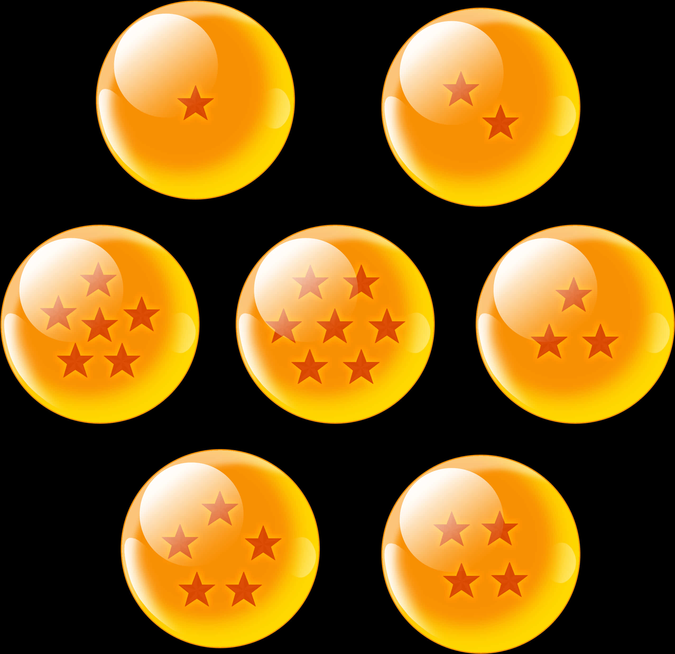 7 Dragon Balls Png - Dragon Ball Z Balls Png, Transparent Png PNG with transparent background