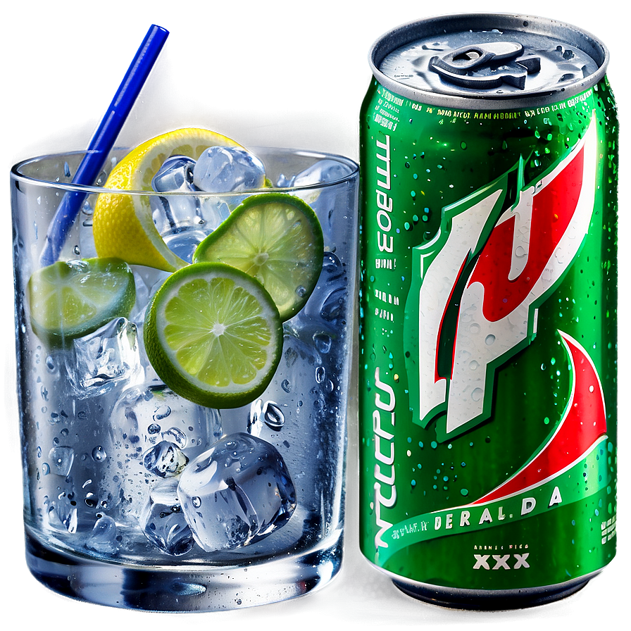 7 Up and Ice Cubes PNG 06262024 PNG image with a transparent background, free high-resolution download