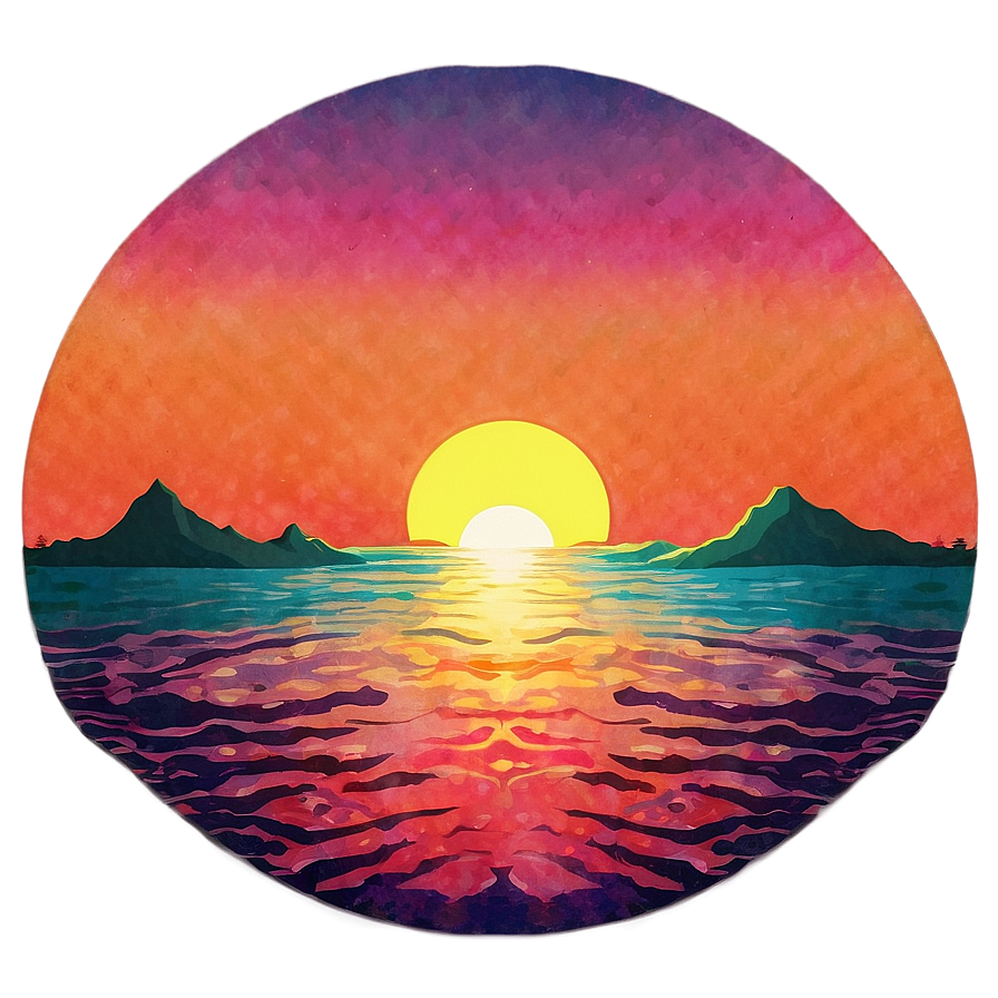 70s Retro Sunset Aesthetic Png Ocb