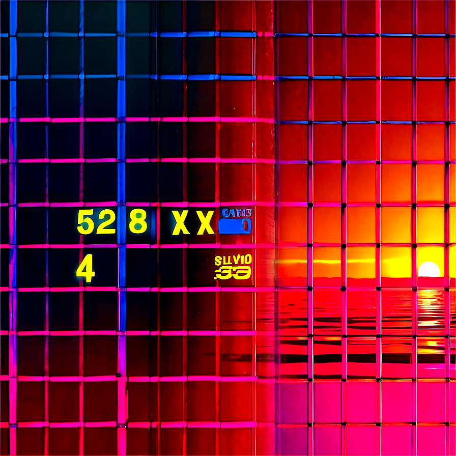 80s Retro Sunset Grid Png Ytp