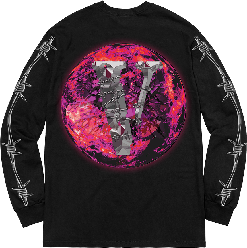 999wrld Dominationr X Vlone Longsleeve Digital Album - Long-sleeved T-shirt PNG with transparent background
