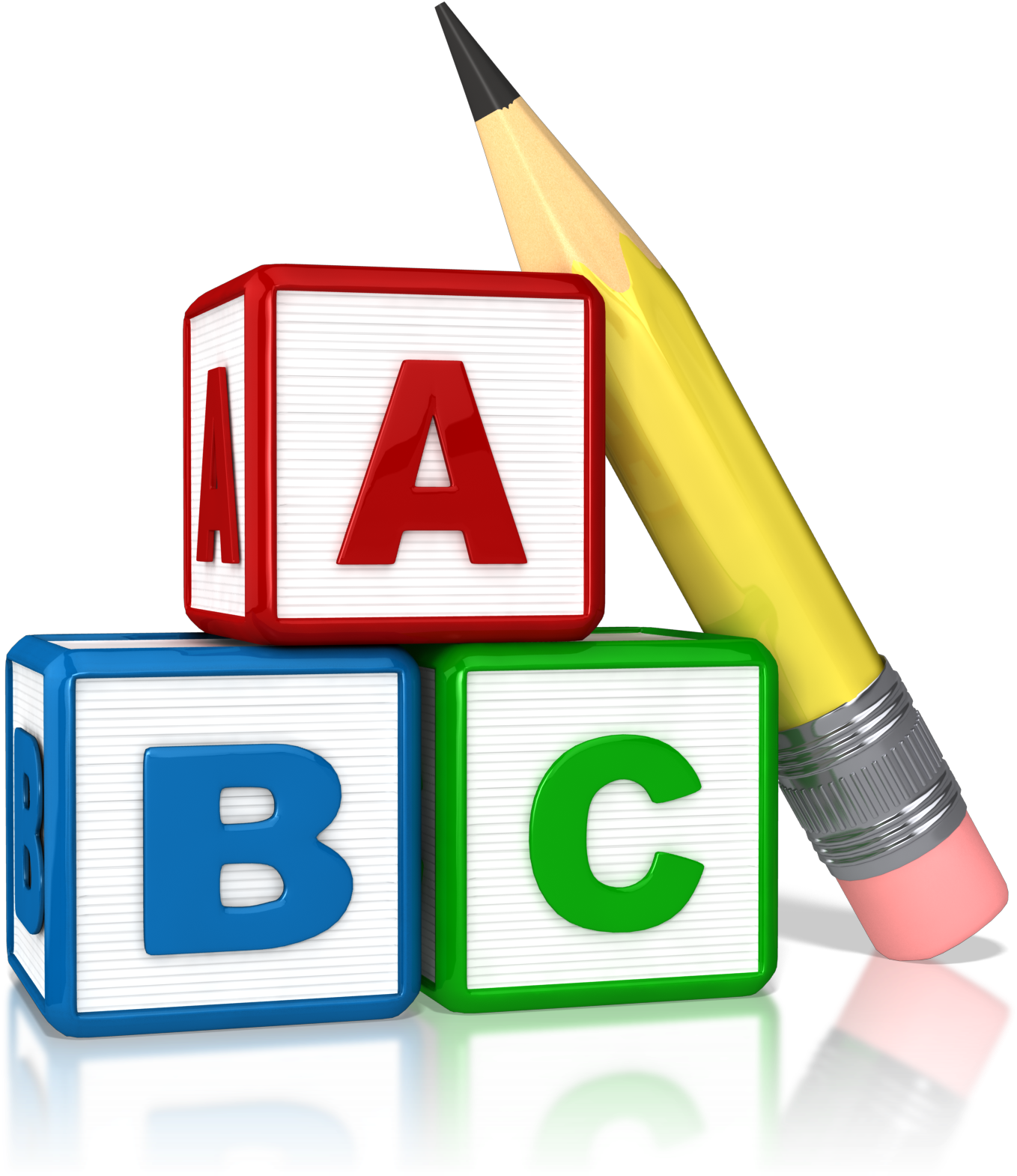 A B C Blocksand Pencil PNG with transparent background