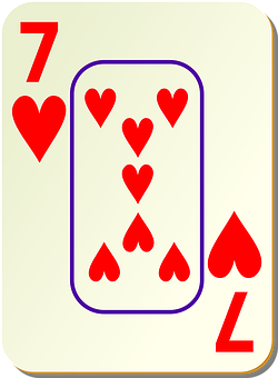 a card with seven hearts PNG with transparent background