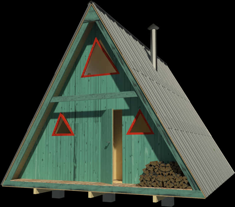 A Frame House Exterior Triangle Windows