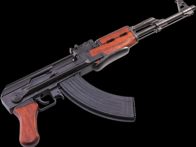 A K47 Assault Rifle Isolated PNG image with a transparent background, free high-resolution download