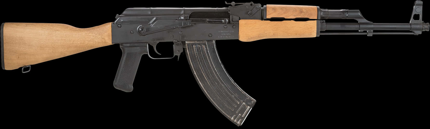 A K47 Assault Rifle Profile PNG image with a transparent background, free high-resolution download