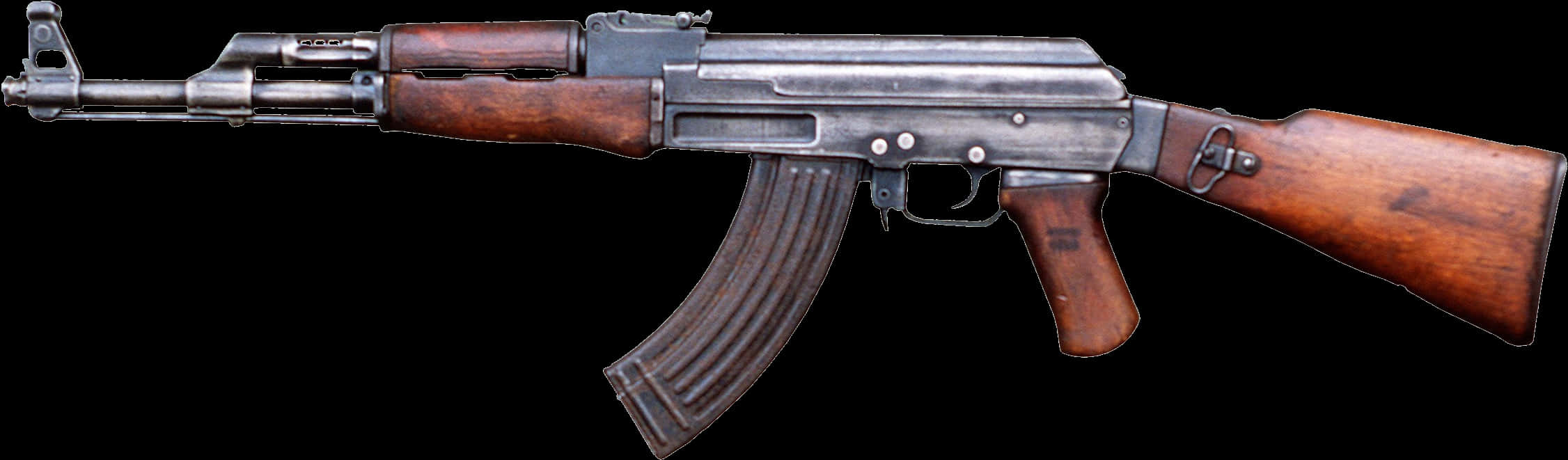 A K47 Assault Rifle Profile PNG image with a transparent background, free high-resolution download