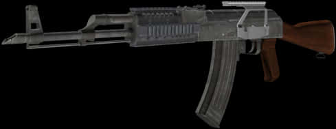 A K47 Assault Rifle Profile PNG image with a transparent background, free high-resolution download