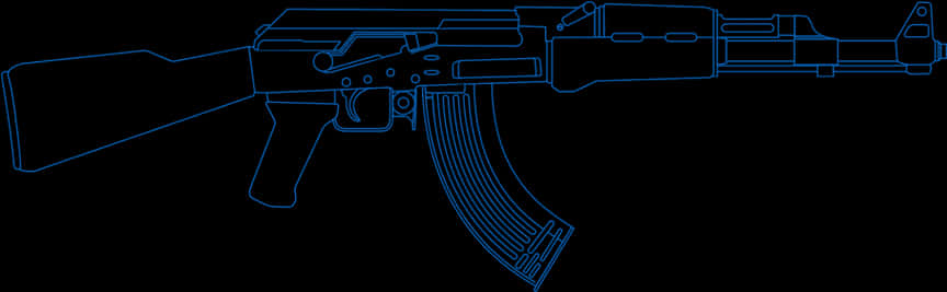 A K47 Outline Vector Illustration PNG image with a transparent background, free high-resolution download