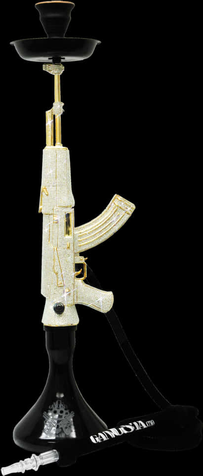 A K47 Shaped Hookah Design PNG image with a transparent background, free high-resolution download