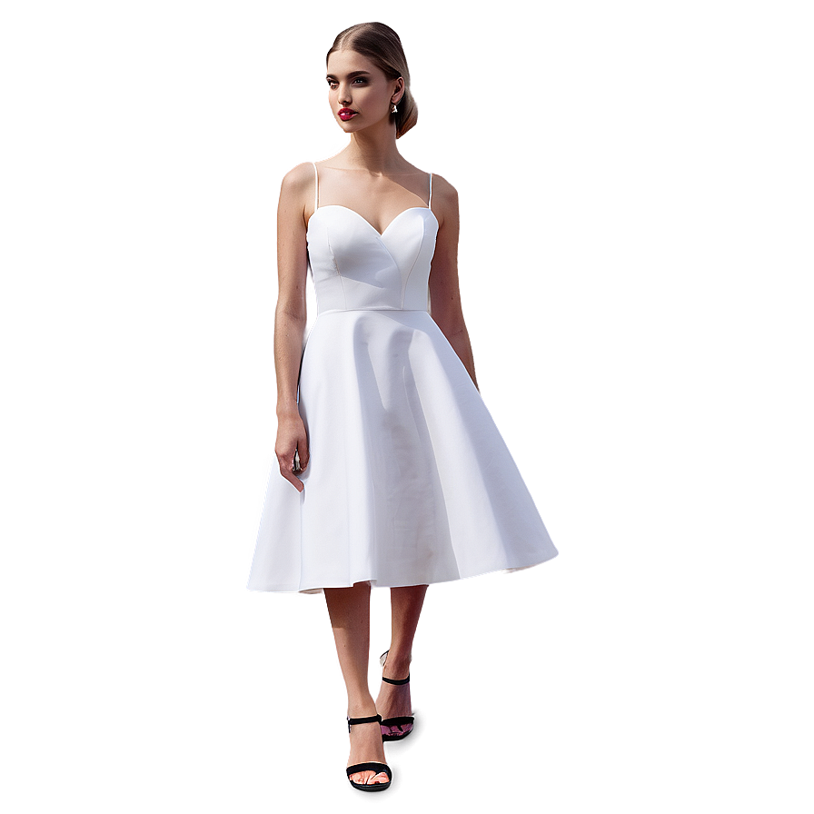 A-line White Dress Silhouette Png Bhc