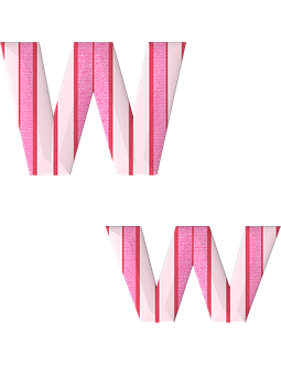 a pink and white striped letters PNG with transparent background