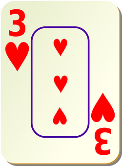a playing card with a number of hearts PNG with transparent background