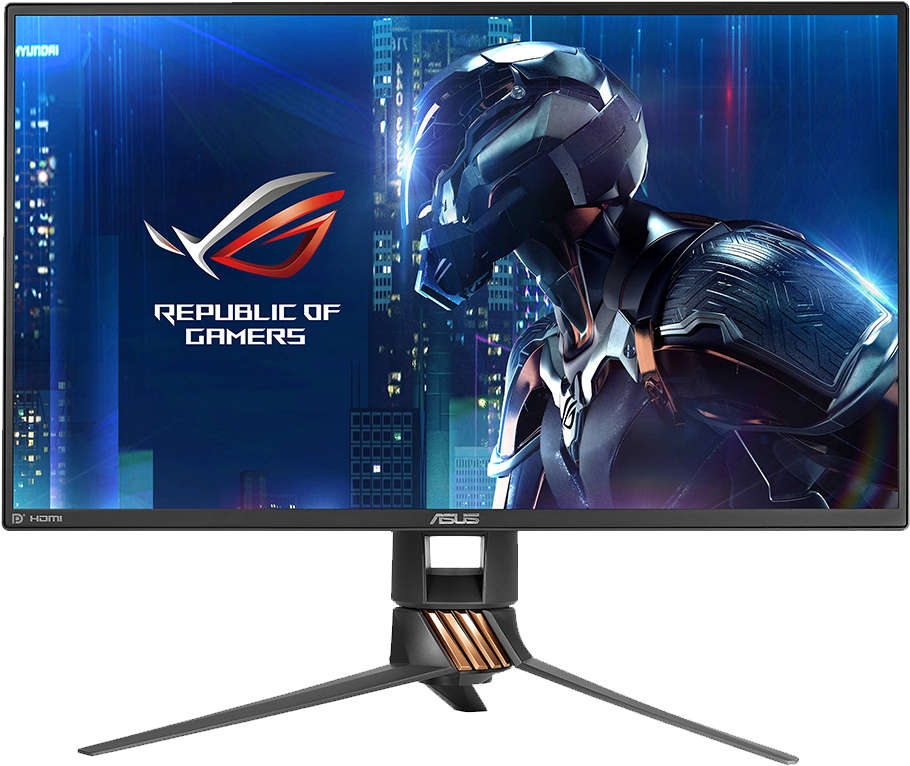 A S U S R O G Gaming Monitor Futuristic Armor PNG with transparent background