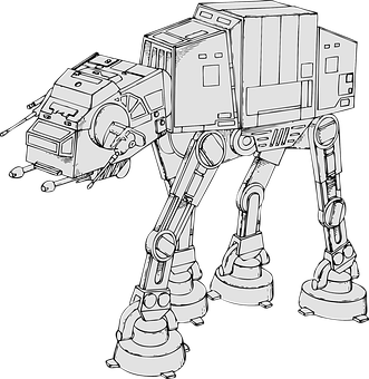 A T A T Walker Line Art PNG with transparent background
