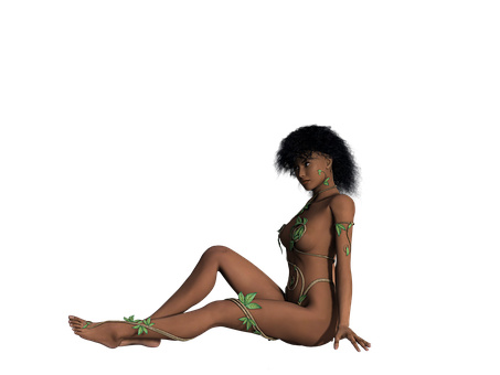 A Woman In A Bodysuit With Leaves On Her Body