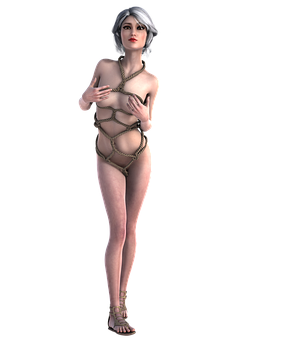 a woman in a roped outfit PNG with transparent background