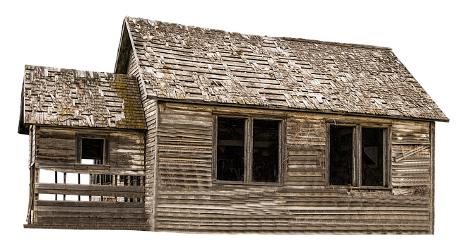 Abandoned_ Wooden_ House_ Isolated_ Background PNG with transparent background