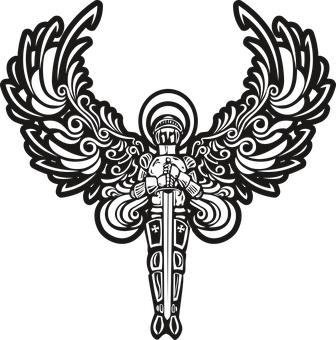 Abstract Angel Wingsand Sword Design PNG with transparent background