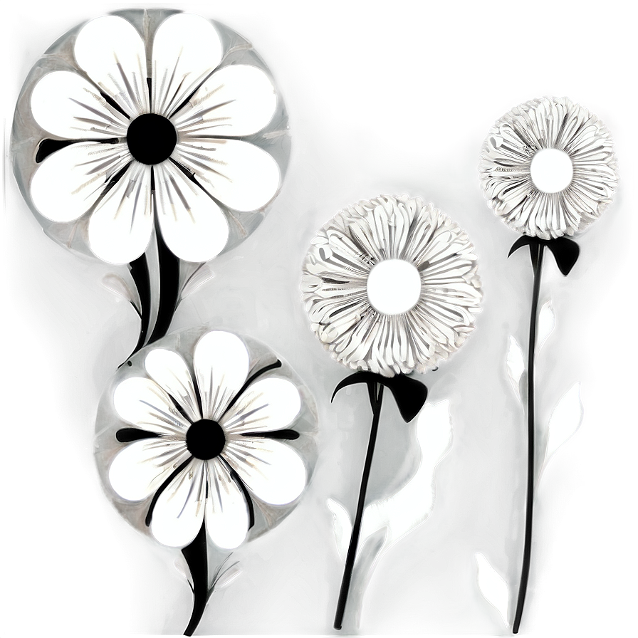 Abstract Art Black White Flowers Png Ouy3