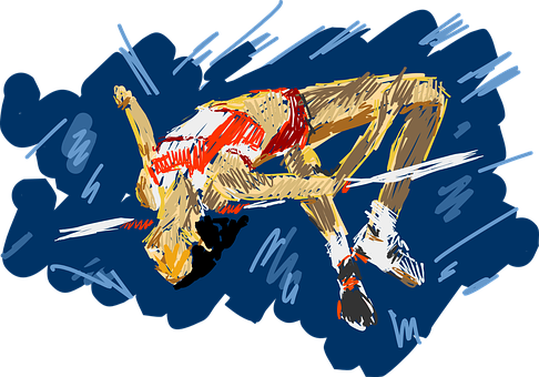 Abstract Athlete Jumping Sketch PNG with transparent background