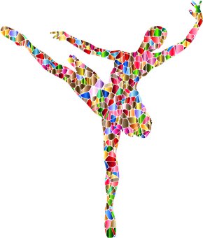Abstract Ballet Dancer Mosaic PNG with transparent background