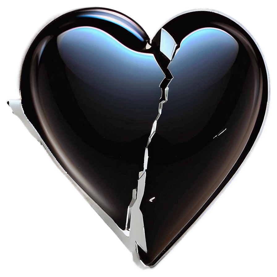 Abstract Black Broken Heart Png 06252024