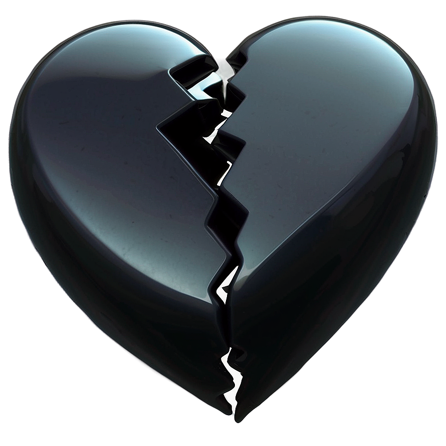 Abstract Black Broken Heart Png 06252024