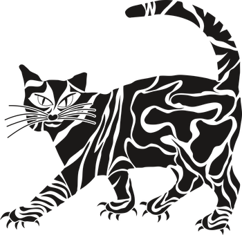Abstract Black Cat Illustration PNG with transparent background