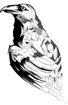 Abstract Black Crow Art PNG with transparent background