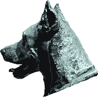 Abstract Black Dog Portrait PNG with transparent background