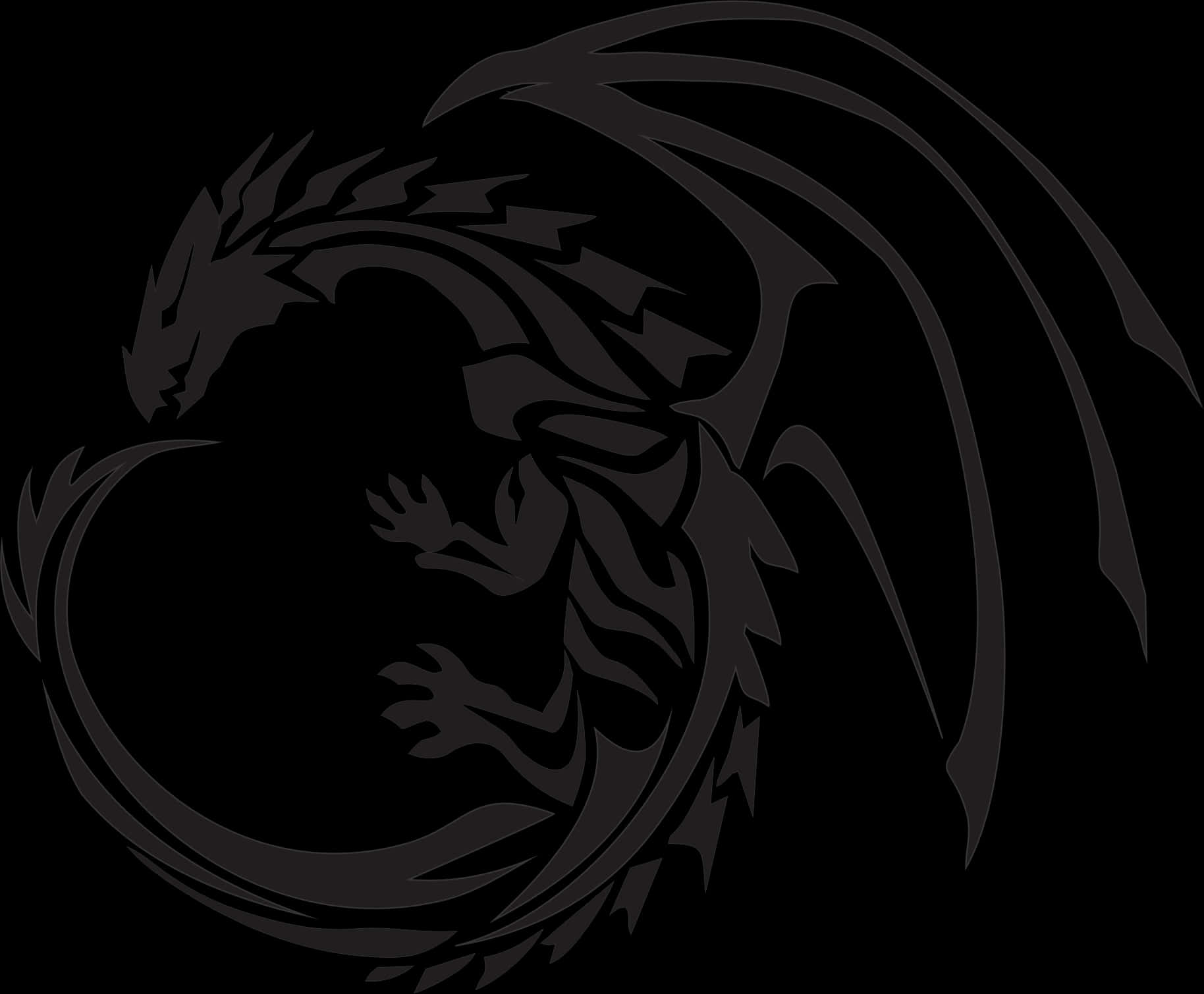 Abstract Black Dragon Silhouette PNG with transparent background