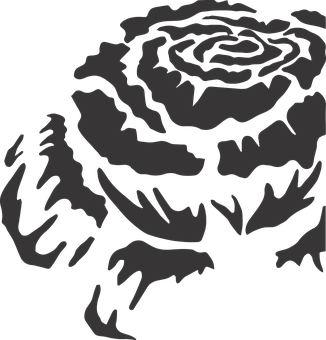 Abstract Black Rose Silhouette PNG with transparent background