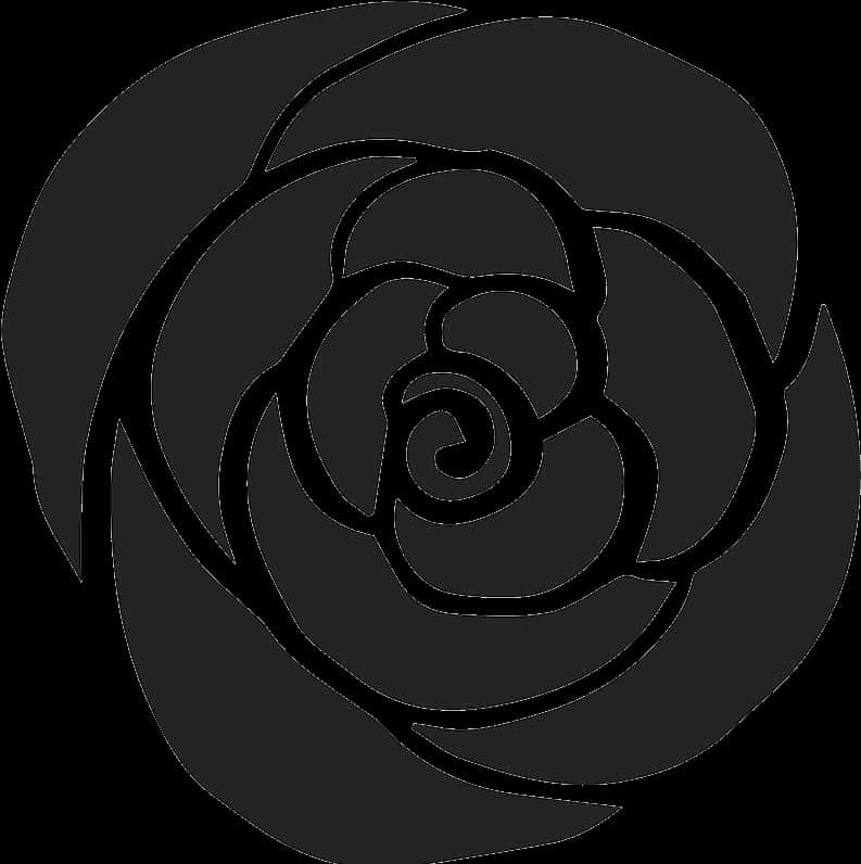 Abstract Black Rose Silhouette PNG with transparent background