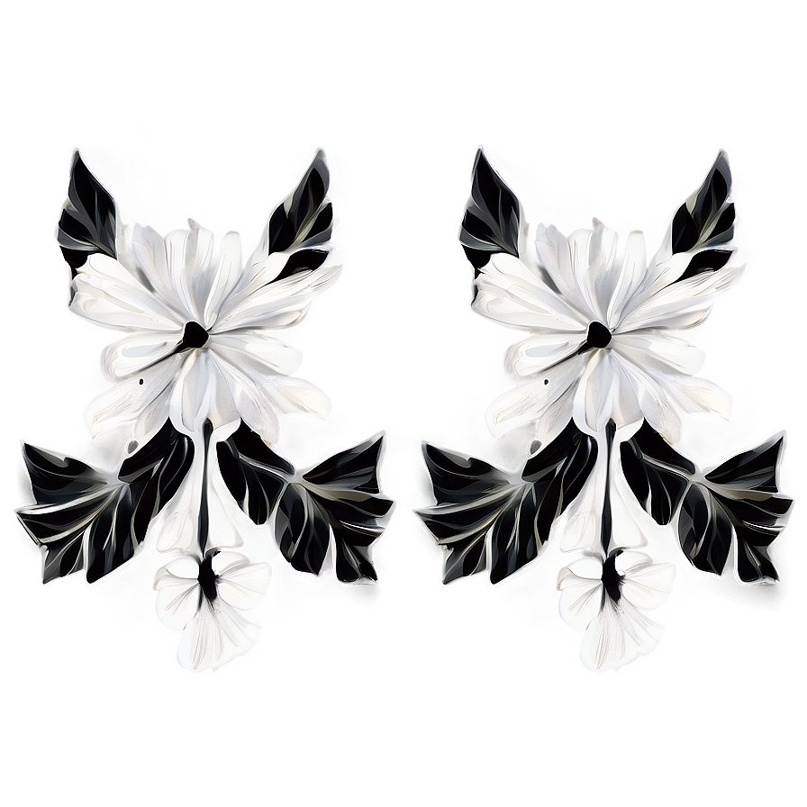 Abstract Black White Flowers Png Cfg