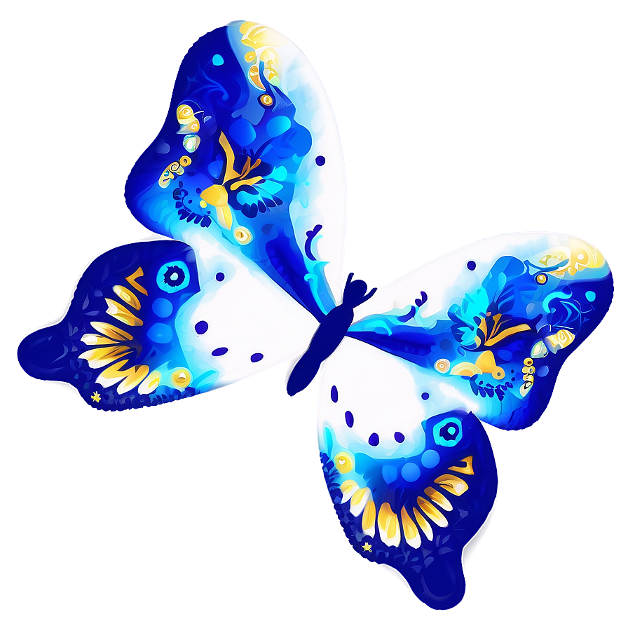 Abstract Blue Butterfly Artwork Png Kdy