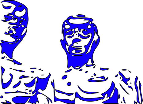 Abstract Blue Faces Artwork PNG with transparent background
