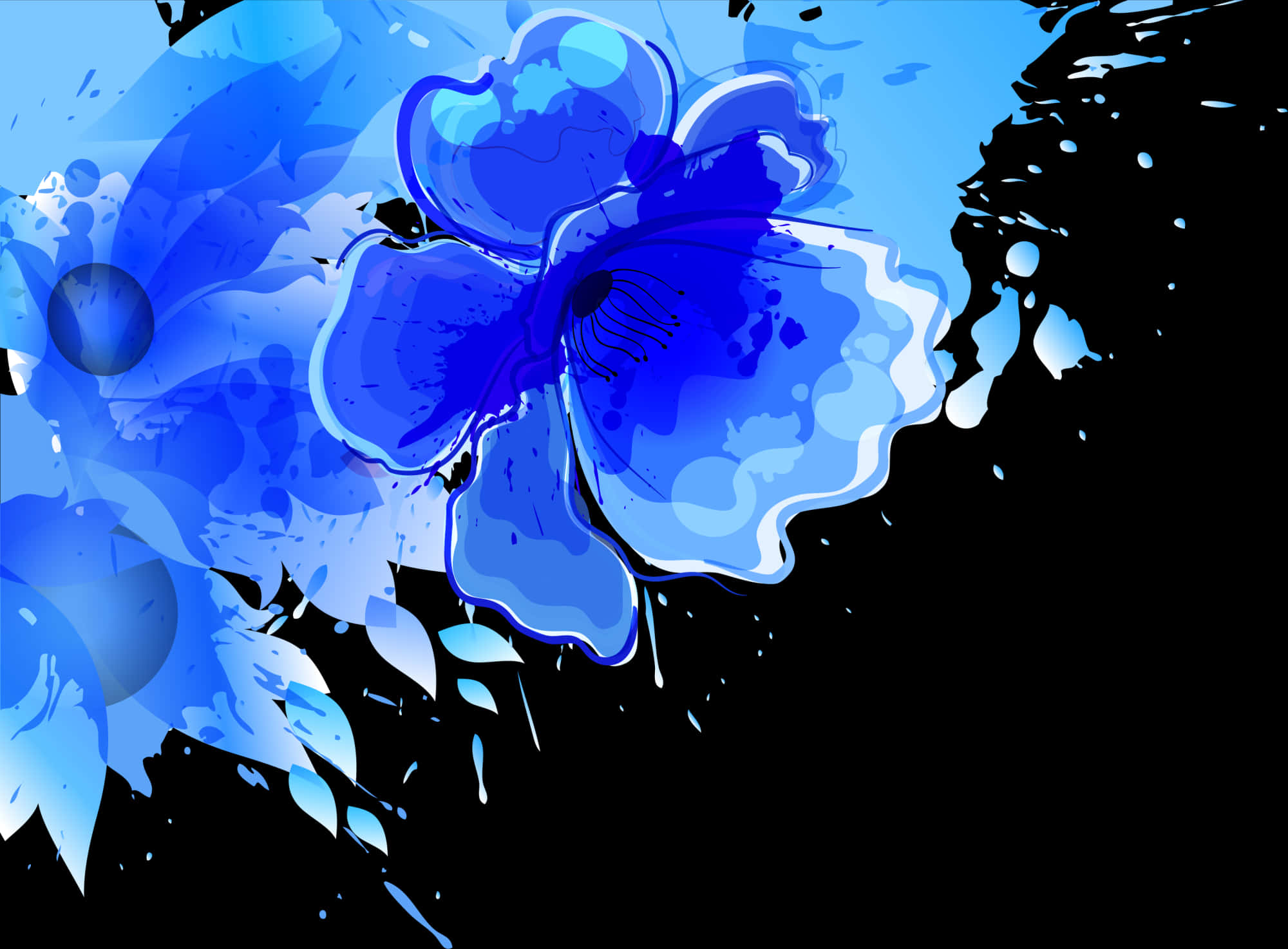 Abstract Blue Floral Design PNG image with a transparent background, free high-resolution download