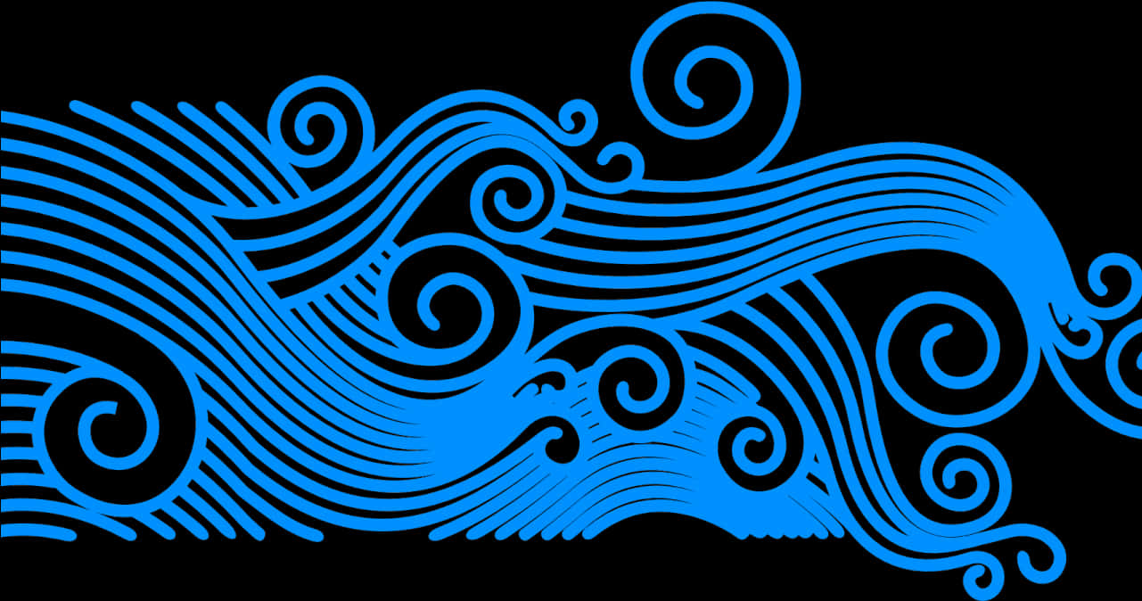 Abstract Blue Ocean Waves Graphic PNG image with a transparent background, free high-resolution download