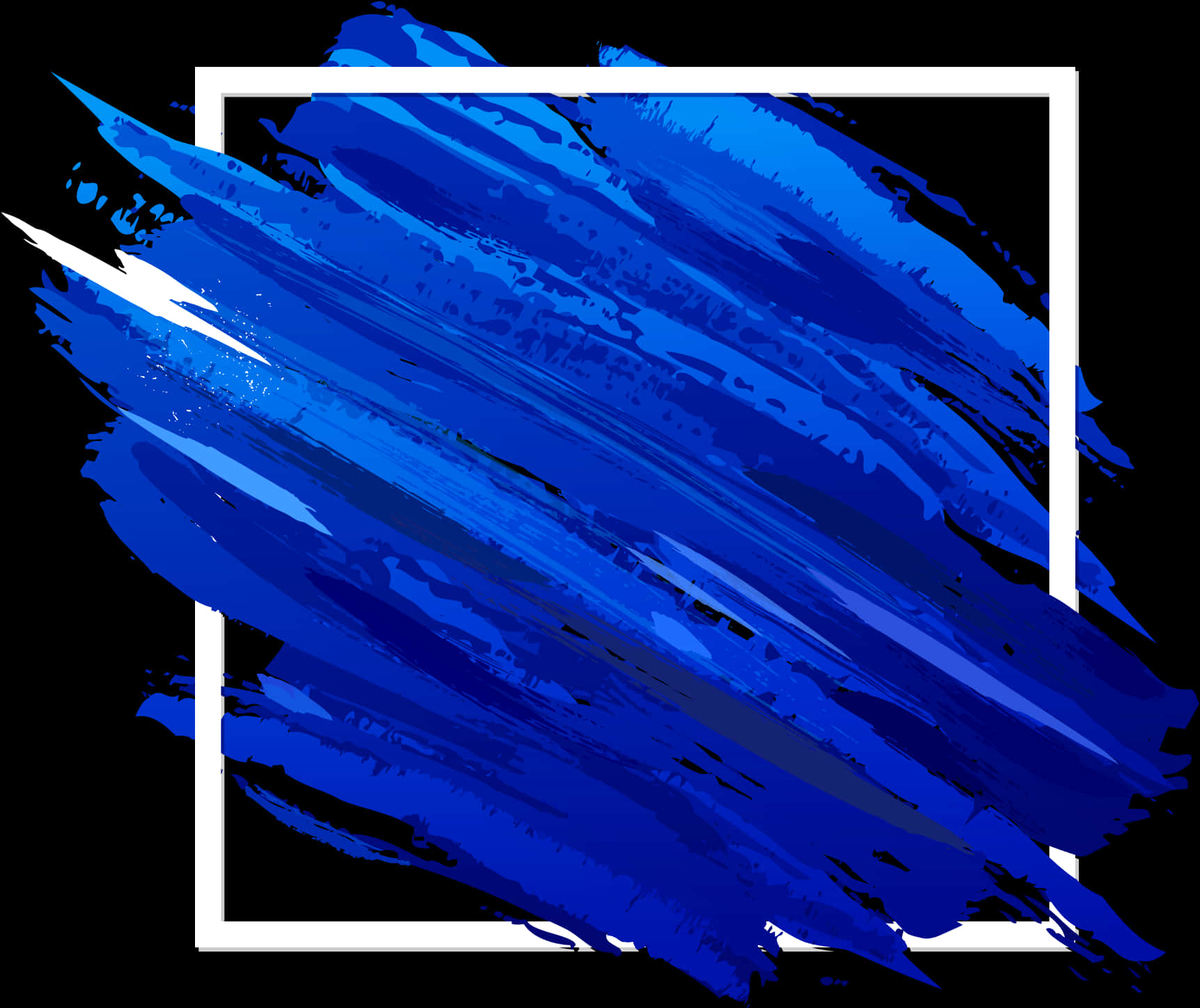 Abstract Blue Paint Brush Stroke Frame PNG image with a transparent background, free high-resolution download