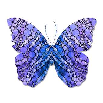 Abstract Blue Purple Butterfly Art PNG with transparent background