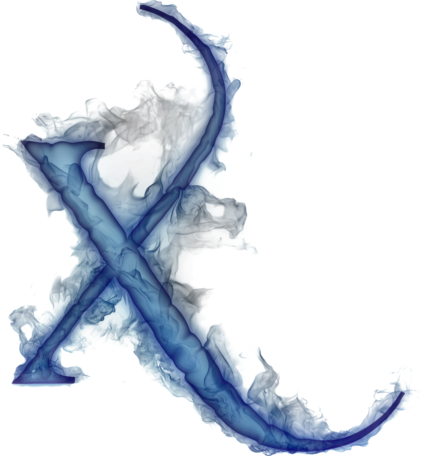 Abstract Blue Smoke Letter A PNG with transparent background