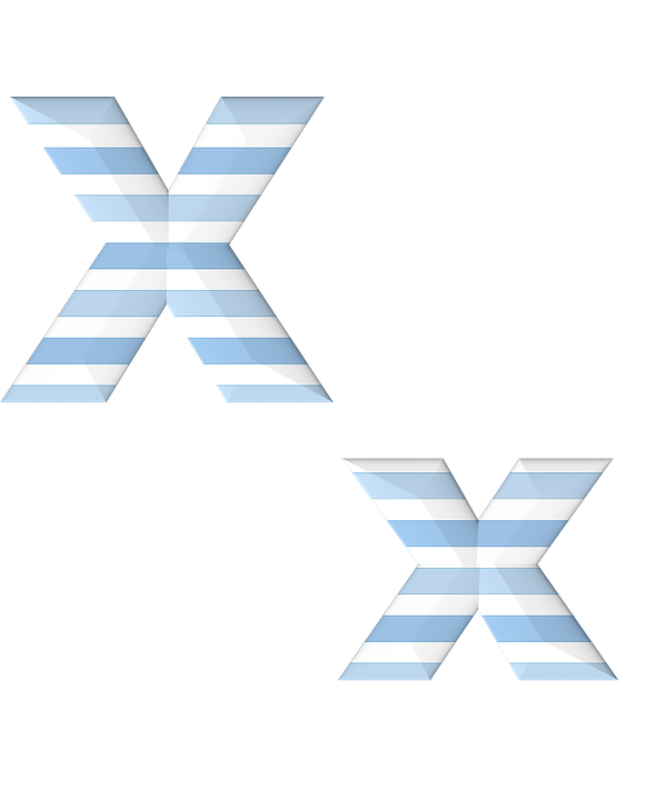 Abstract Blue Striped Letter X