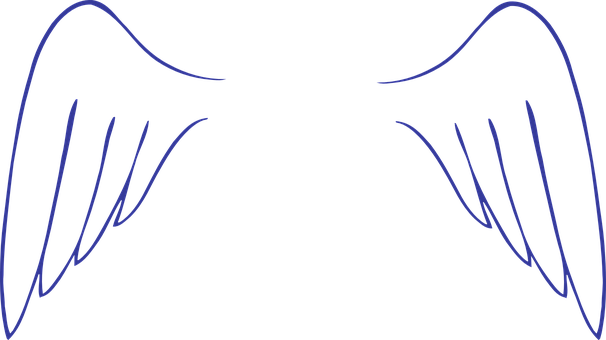 Abstract Blue Wings Outline PNG with transparent background