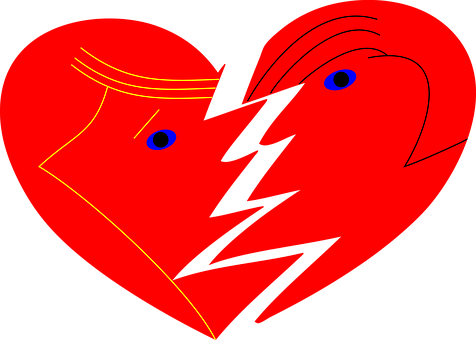 Abstract Broken Heart Illustration PNG with transparent background