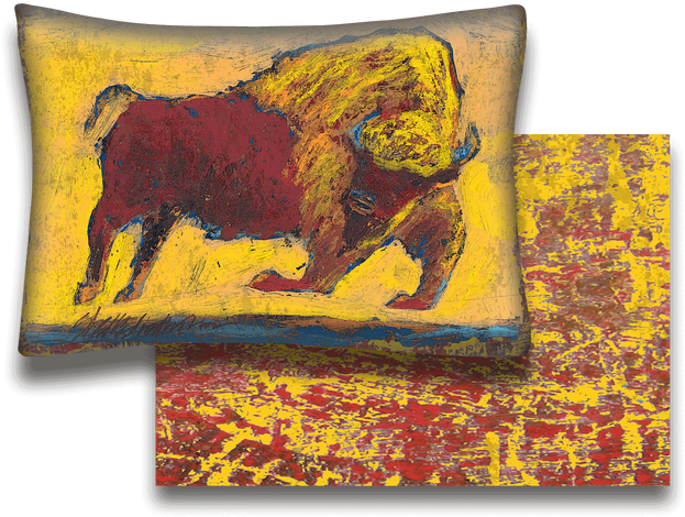 Abstract Bull Art Pillow PNG with transparent background