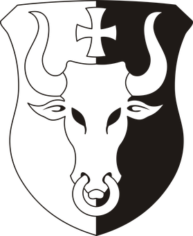 Abstract Bull Shield Emblem PNG with transparent background