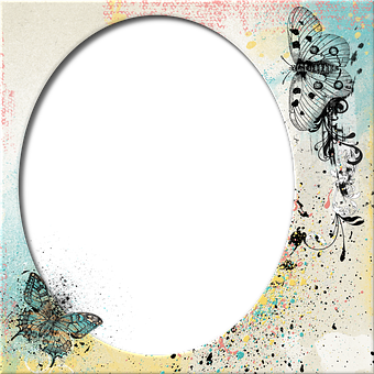 Abstract Butterfly Oval Frame Art PNG with transparent background