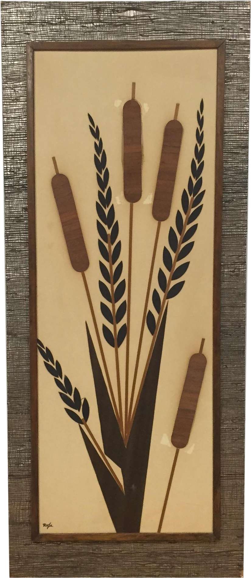 Abstract Cattailsand Wheat Wall Art