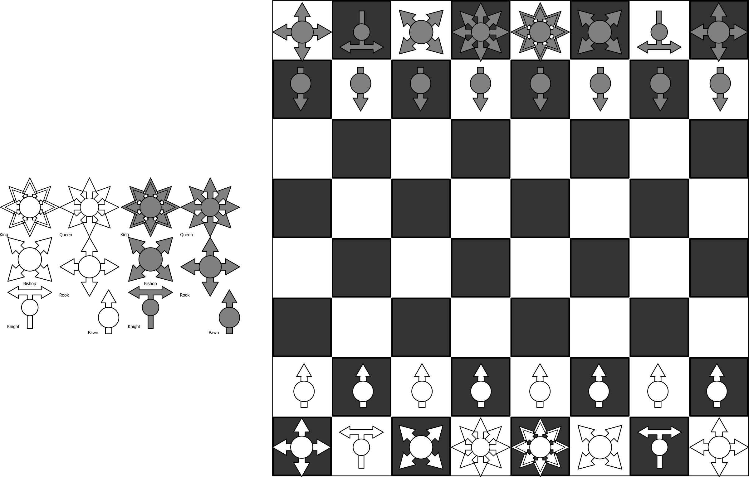 Abstract Chess Pieces Setup